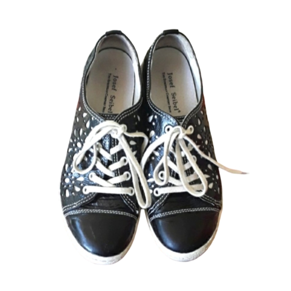 Josef Seibel Black White  Sneakers Runners Walking Shoes Casual Soft Size 6